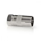 Műholdas és antenna adapter | F Dugasz | IEC (Koax) Aljzat | Nikkelezett | 75 Ohm | Egyenes | Fém | Ezüst | 1 db | Doboz