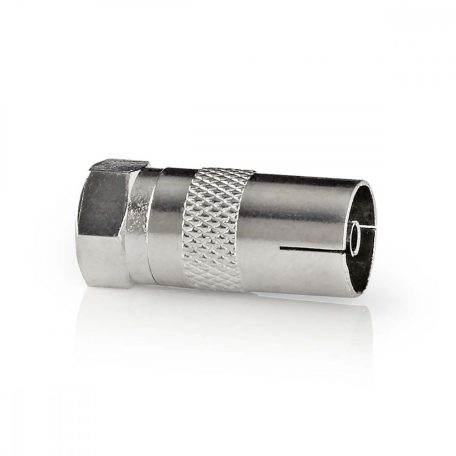 Műholdas és antenna adapter | F Dugasz | IEC (Koax) Aljzat | Nikkelezett | 75 Ohm | Egyenes | Fém | Ezüst | 1 db | Doboz