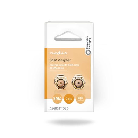 SMA adapter | SMA Dugasz Fordított Polaritás | SMA Dugasz | Aranyozott | 50 Ohm | Egyenes | Réz | Arany | 2 db | Doboz