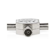   Műholdas és antenna adapter | 2x Coax Dugasz | IEC (Koax) Aljzat | Nikkelezett | 75 Ohm | T elosztó | Fém | Ezüst | 1 db | Doboz