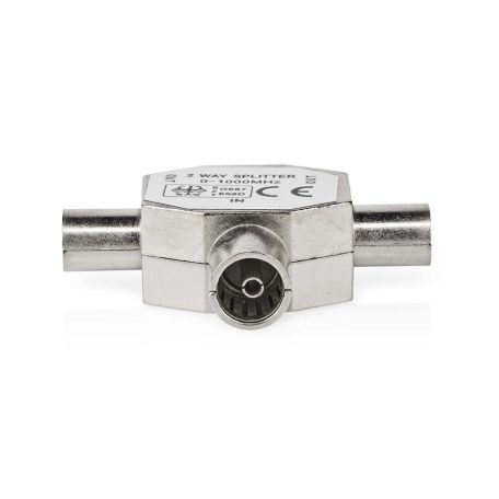 Műholdas és antenna adapter | 2x Coax Dugasz | IEC (Koax) Aljzat | Nikkelezett | 75 Ohm | T elosztó | Fém | Ezüst | 1 db | Doboz