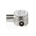 Műholdas és antenna adapter | 2x Coax Dugasz | IEC (Koax) Aljzat | Nikkelezett | 75 Ohm | T elosztó | Fém | Ezüst | 1 db | Doboz