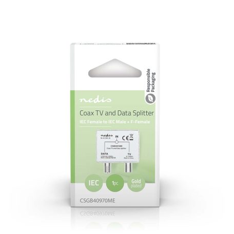 Műholdas és antenna adapter | IEC (Koax) Aljzat | F Aljzat / IEC (Koax) Dugasz | Nikkelezett | 75 Ohm | Egyenes | Fém | Ezüst / Fém | 1 db | Doboz