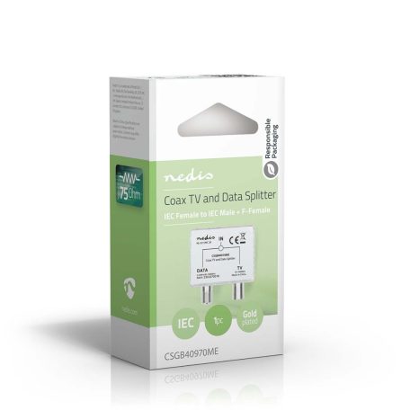 Műholdas és antenna adapter | IEC (Koax) Aljzat | F Aljzat / IEC (Koax) Dugasz | Nikkelezett | 75 Ohm | Egyenes | Fém | Ezüst / Fém | 1 db | Doboz