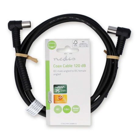 Koaxiális Kábel | IEC (Koax) Dugasz | IEC (Koax) Aljzat | Nikkelezett | 120 dB | 75 Ohm | Négyes Szigetelés | 1.50 m | Kerek | PVC | Fekete | Label