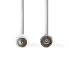 Műhold és antenna kábel | F Dugasz | IEC (Koax) Dugasz | Nikkelezett | 75 Ohm | Dupla Szigeteléssel | 1.50 m | Kerek | PVC | Fehér | Label