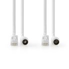 Koax és Cat6 Combi Cable | IEC (Koax) Dugasz / RJ45 Dugasz | IEC (Koax) Aljzat / RJ45 Dugasz | Nikkelezett | RG58 | 75 Ohm | Dupla Szigeteléssel | 1.50 m | Kerek | PVC | Fehér | Label