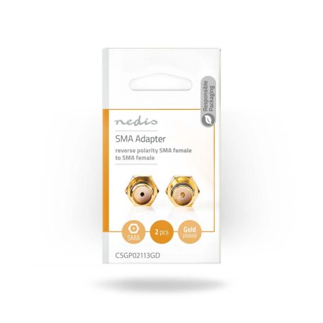 SMA adapter | SMA Aljzat Fordított Polaritás | SMA Aljzat | Aranyozott | 50 Ohm | Egyenes | Réz | Arany | 2 db | Boríték