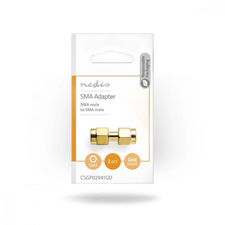SMA adapter | SMA Dugasz | SMA Dugasz | Aranyozott | 50 Ohm | Egyenes | Réz | Arany | 2 db | Boríték