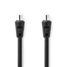 Koaxiális Kábel | IEC (Koax) Dugasz | IEC (Koax) Aljzat | Nikkelezett | 90 dB | 75 Ohm | Dupla Szigeteléssel | 1.50 m | Kerek | PVC | Fekete | Boríték