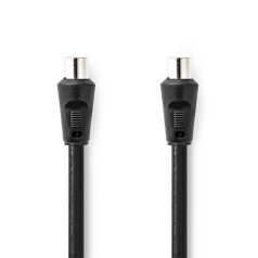   Koaxiális Kábel | IEC (Koax) Dugasz | IEC (Koax) Aljzat | Nikkelezett | 90 dB | 75 Ohm | Dupla Szigeteléssel | 1.50 m | Kerek | PVC | Fekete | Boríték