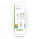 Koaxiális Kábel | IEC (Koax) Dugasz | IEC (Koax) Aljzat | Nikkelezett | 120 dB | 75 Ohm | Négyes Szigetelés | 10.0 m | Kerek | PVC | Fehér | Boríték