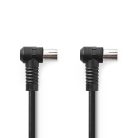 Koaxiális Kábel | IEC (Koax) Dugasz | IEC (Koax) Aljzat | Nikkelezett | 120 dB | 75 Ohm | Négyes Szigetelés | 5.00 m | Kerek | PVC | Fekete | Műanyag Zacskó