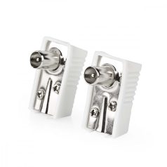   IEC (koax) csatlakozó | Szögben | Dugasz | Nikkelezett | 75 Ohm | Csavar | Bemenő kábel átmérő: 7.0 mm | Fém / PVC | Fehér | 2 db | Boríték
