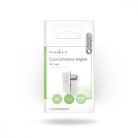 IEC (koax) csatlakozó | Szögben | Dugasz | Nikkelezett | 75 Ohm | Csavar | Bemenő kábel átmérő: 7.0 mm | Fém / PVC | Fehér | 2 db | Boríték