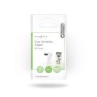 IEC (koax) csatlakozó | Szögben | Aljzat | Nikkelezett | 75 Ohm | Csavar | Bemenő kábel átmérő: 7.0 mm | Fém / PVC | Fehér | 2 db | Boríték