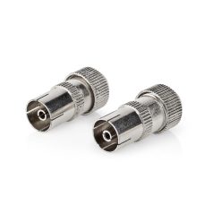   IEC (koax) csatlakozó | Egyenes | Aljzat | Nikkelezett | 75 Ohm | Csavar | Bemenő kábel átmérő: 7.0 mm | Fém | Ezüst | 2 db | Boríték