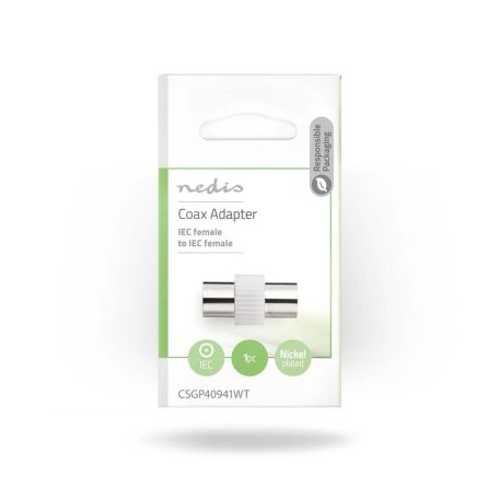 Műholdas és antenna adapter | IEC (Koax) Aljzat | IEC (Koax) Aljzat | Nikkelezett | 75 Ohm | Egyenes | Fém / Műanyag | Fehér | 1 db | Boríték