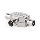 Műholdas és antenna adapter | 2x Coax Dugasz | IEC (Koax) Aljzat | Nikkelezett | 75 Ohm | T elosztó | Fém | Ezüst | 1 db | Boríték