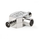 Műholdas és antenna adapter | 2x Coax Dugasz | IEC (Koax) Aljzat | Nikkelezett | 75 Ohm | T elosztó | Fém | Ezüst | 1 db | Boríték