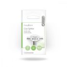 Műholdas és antenna adapter | 2x Coax Dugasz | IEC (Koax) Aljzat | Nikkelezett | 75 Ohm | T elosztó | Fém | Ezüst | 1 db | Boríték