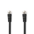 Műhold és antenna kábel | F Dugasz | F Dugasz | Nikkelezett | 75 Ohm | Dupla Szigeteléssel | 1.50 m | Kerek | PVC | Fekete | Boríték