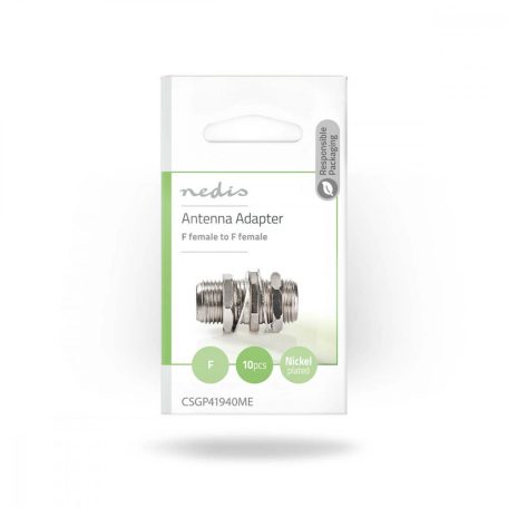 Műholdas és antenna adapter | F Aljzat | F Aljzat | Nikkelezett | 75 Ohm | Egyenes | Fém | Ezüst | 10 db | Boríték