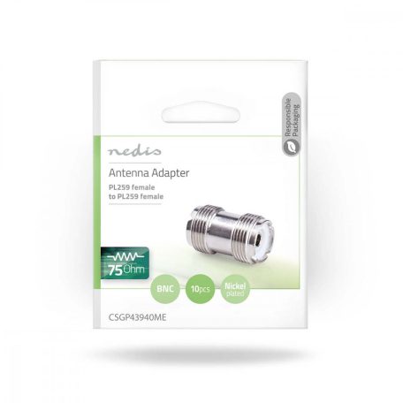 Műholdas és antenna adapter | PL259 Aljzat | PL259 Aljzat | Nikkelezett | 75 Ohm | Egyenes | Fém | Ezüst | 10 db | Boríték