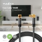 Koaxiális Kábel | IEC (Koax) Dugasz | IEC (Koax) Aljzat | Aranyozott | 75 Ohm | Négyes Szigetelés | 2.00 m | Kerek | Pamut | Gun Metal Szürke / Szürke | Ablakos Fedő Doboz