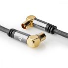 Koaxiális Kábel | IEC (Koax) Dugasz | IEC (Koax) Aljzat | Aranyozott | 75 Ohm | Négyes Szigetelés | 2.00 m | Kerek | Pamut | Gun Metal Szürke / Szürke | Ablakos Fedő Doboz