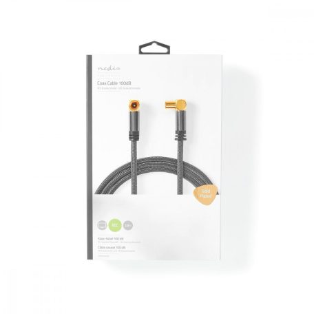 Koaxiális Kábel | IEC (Koax) Dugasz | IEC (Koax) Aljzat | Aranyozott | 75 Ohm | Négyes Szigetelés | 2.00 m | Kerek | Pamut | Gun Metal Szürke / Szürke | Ablakos Fedő Doboz