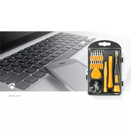 Telefon/tablet javító készlet | 17-in-1 | Okostelefon / PC / Tabletta | Philips bitek | Retesz bitek | Pentalobe bitek | Háromszárnyú bit