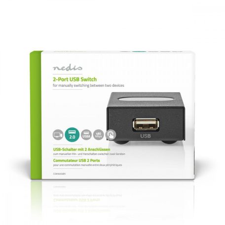 USB-kapcsoló | 2-Port port(s) | 1x USB A | 2 db USB B Aljzat | 480 Gbps | Fém | Fekete