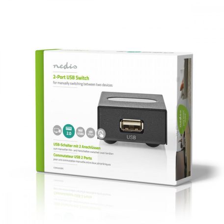 USB-kapcsoló | 2-Port port(s) | 1x USB A | 2 db USB B Aljzat | 480 Gbps | Fém | Fekete