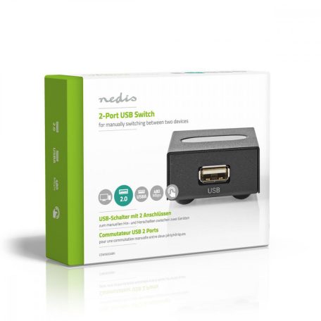 USB-kapcsoló | 2-Port port(s) | 1x USB A | 2 db USB B Aljzat | 480 Gbps | Fém | Fekete