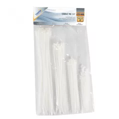   Home CTS BK kábelkötegelő szett, 4 méret, 1,9 x 100 mm, 2,0 x 150 mm, 2,5 x 200 mm, 3,6 x 250 mm, 100 db, fehér