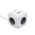 Home CUBE2 kocka elosztó, max. 3680 W, USB töltő, 3 aljzat gyermekvédelemmel, 1,5 m hosszú vezeték