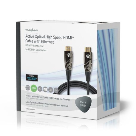 Aktív Optikai High Speed ​​HDMI Cable with Ethernet | HDMI™ Csatlakozó | HDMI™ Csatlakozó | 4K@60Hz | 18 Gbps | 40.0 m | Kerek | PVC | Fekete | Ajándék Dobozban