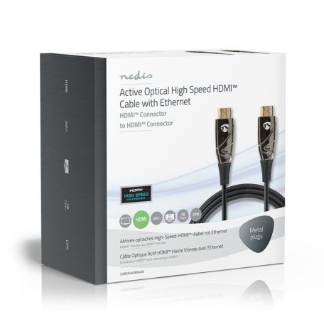 Aktív Optikai High Speed ​​HDMI Cable with Ethernet | HDMI™ Csatlakozó | HDMI™ Csatlakozó | 4K@60Hz | 18 Gbps | 40.0 m | Kerek | PVC | Fekete | Ajándék Dobozban