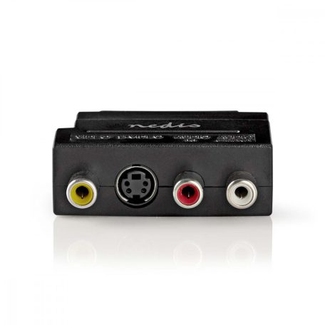 SCART adapter | SCART Dugasz | S-Video Female / 3x RCA Aljzat | Nikkelezett | Kapcsolható | ABS | Antracit | 1 db | Ablakos Doboz