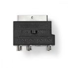 SCART adapter | SCART Dugasz | S-Video Female / 3x RCA Aljzat | Nikkelezett | Kapcsolható | ABS | Antracit | 1 db | Ablakos Doboz