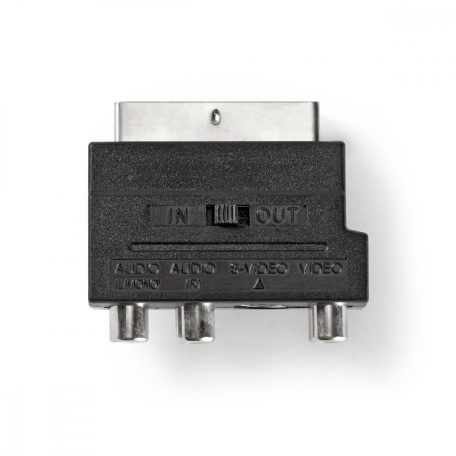 SCART adapter | SCART Dugasz | S-Video Female / 3x RCA Aljzat | Nikkelezett | Kapcsolható | ABS | Antracit | 1 db | Ablakos Doboz