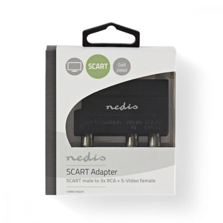 SCART adapter | SCART Dugasz | S-Video Female / 3x RCA Aljzat | Nikkelezett | Kapcsolható | ABS | Antracit | 1 db | Ablakos Doboz