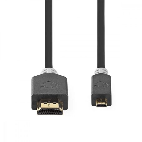 Nagy Sebességű HDMI ™ kábel Ethernet | HDMI™ Csatlakozó | HDMI™ Micro Csatlakozó | 4K@30Hz | 10.2 Gbps | 2.00 m | Kerek | PVC | Antracit | Ablakos Doboz