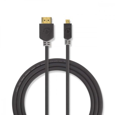 Nagy Sebességű HDMI ™ kábel Ethernet | HDMI™ Csatlakozó | HDMI™ Micro Csatlakozó | 4K@30Hz | 10.2 Gbps | 2.00 m | Kerek | PVC | Antracit | Ablakos Doboz