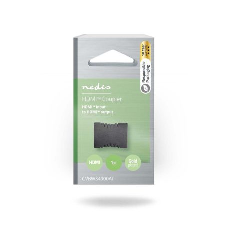 HDMI™ adapter | HDMI™ Kimenet | HDMI™ Kimenet | Aranyozott | Egyenes | PVC | Antracit | 1 db | Doboz
