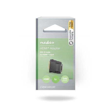 HDMI™ adapter | HDMI™ Kimenet | DVI-D 24+1-Érintkezős Dugasz | Aranyozott | Egyenes | PVC | Antracit | 1 db | Ablakos Doboz