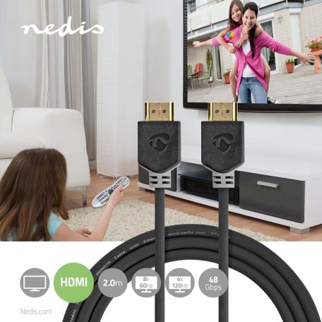 Ultra High Speed ​​HDMI ™ kábel | HDMI™ Csatlakozó | HDMI™ Csatlakozó | 8K@60Hz | 48 Gbps | 2.00 m | Kerek | 6.5 mm | Antracit | Doboz