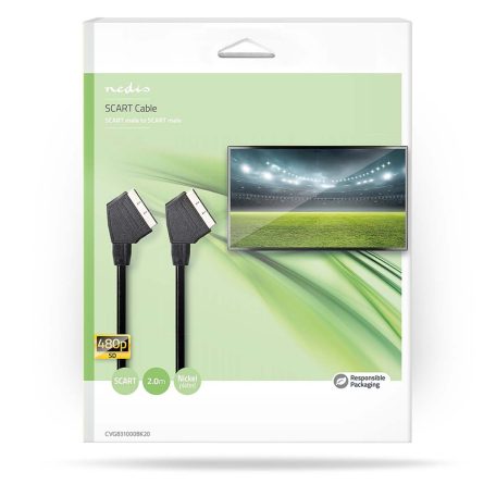 SCART kábel | SCART Dugasz | SCART Dugasz | Nikkelezett | 480p | 2.00 m | Kerek | PVC | Fekete | Doboz