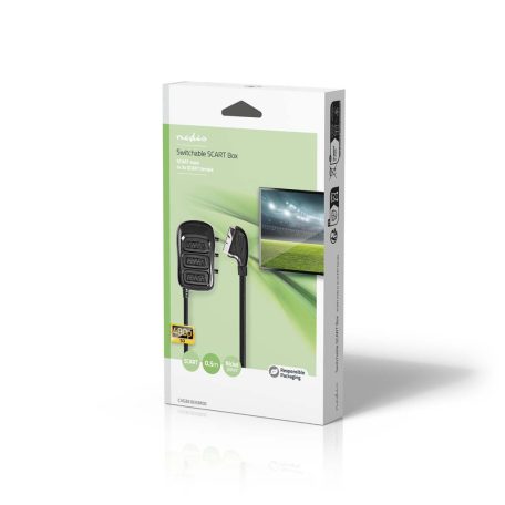 SCART Switchbox | SCART Dugasz | 3x SCART Aljzat | Nikkelezett | Maximális felbontás: 800x480 | 0.50 m | Kerek | PVC | Fekete | Doboz